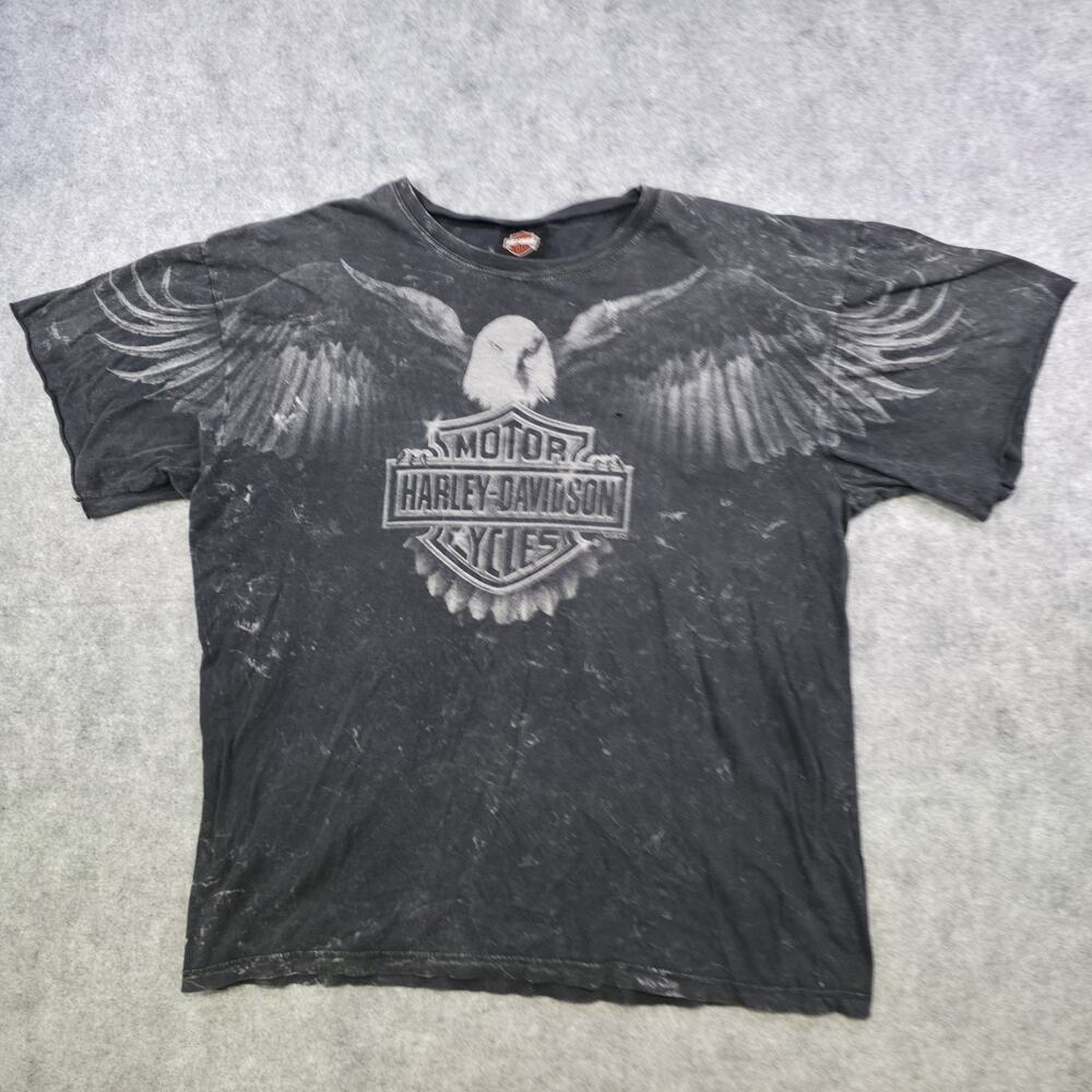 VTG Y2K Harley Davidson Motorcycles Shirt Mens XL Black Eagle Wings Graphic USA - Picture 2 of 14